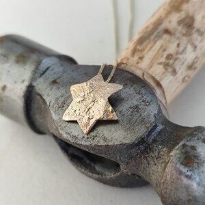 Gold necklace. 14K Yellow Gold handmade Star of David necklace. "Magen David"